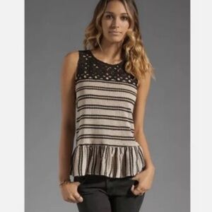 Free People Molly’s Retro Eyelet Peplum Tank Size Small